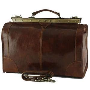 กระเป๋าเดินทางหนังแท้สไตล์วินเทจ กระเป๋าถือขนาดใหญ่สำหรับเดินทางช่วงสุดสัปดาห์  พร้อมซิปและฮาร์ดแวร์สีทอง - Product Image 4