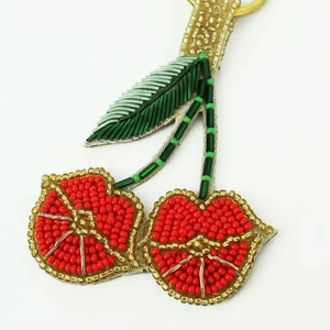 Vibrant Colors Beaded Cherry Keychain Fruit Embroidered Bag Charm Adjustable Cute Fashion Keyring Wholesale Accessory <b>Key</b> Holder - Product Image 1