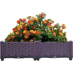 Set di 2 Fioriere Rialzate in Plastica per Interni/Esterni, Vasi per Coltivazione di Verdure, Frutta, Fiori ed Erbe - Product Image 1