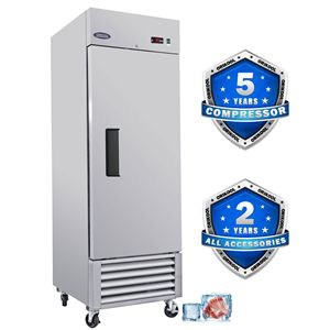 Congelatore verticale ORIKOOL da 27 pollici per cucine commerciali, 23 piedi cubi, 1 porta solida, in acciaio inossidabile, approvato ETL - Product Image 1