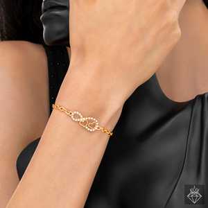 PRAO Infinity Heart Pulsera dorada Brazalete de cristal antideslustre - Product Image 2