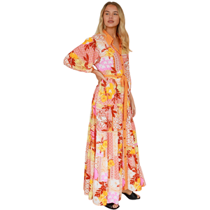 Vestido largo informal con estampado floral para mujer, estilo línea A, para vacaciones - Product Image 2
