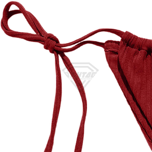 Women's Red Ribbed <b>Bikini</b> <b>Set</b> <b>Triangle</b> Top Tie Side Bottom Swimwear Stretch Beachwear Solid Color Knitted Two Piece <b>Set</b> - Product Image 3