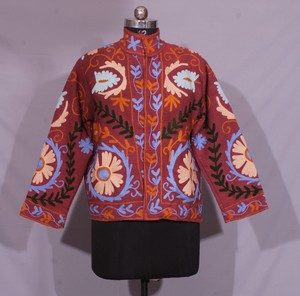 Handmade Floral Embroidered Suzani TNT Fabric <b>Jacket</b> – Handcrafted Statement coat for wedding ,party and festive wear. - Product Image 2