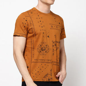 Camiseta de Manga Corta para Hombre, Cuello Redondo, Color Marrón, con Estampado de Estrellas, Corte Regular, Informal, Transpirable, de Algodón, X Sports City 320g - Product Image 2