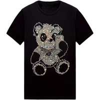 Camiseta de Hombre 100% Algodón con Pedrería, Corte Holgado, Manga Corta, de Alta Calidad, Ecológica, Transpirable y de Secado Rápido, para Venta en Línea