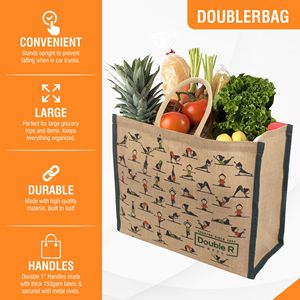 Sac fourre-tout en jute Hessian, sac fourre-tout cadeau, sac de shopping en jute imprimé - Product Image 2
