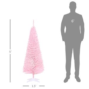 Albero di Natale Artificiale Sottile Rosa da 210 cm con 294 Punte Realistiche e Supporto in Plastica per Decorazioni - Product Image 3