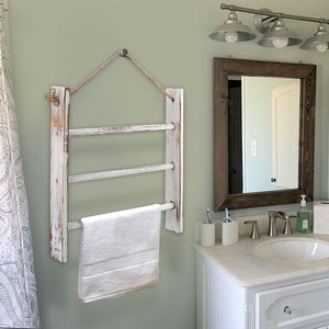 Handcrafted Pine <b>Wood</b> <b>Rustic</b> Ladder Wall Hook - Vintage Farmhouse Style for Wholesale - Product Image 1
