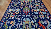 Tapis en laine tissé à la main traditionnel, multicolore, motif floral tribal, style persan, décoration intérieure |   Tapis noué à la main en poils coupés PET, 1 pièce