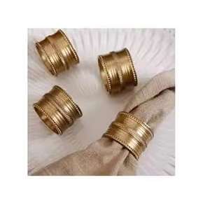 Anillo de Servilleta Decorativo de Metal Plano con Diseño de Árbol Cortado con Láser, Anillo de Servilleta de Flores Chapado en Oro Real Vintage para Bodas al por Mayor - Product Image 3