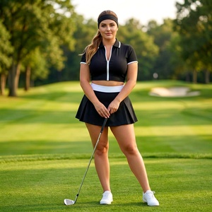Ensemble de golf personnalisé pour femmes, tissu extensible quadridirectionnel en polyester, coupe athlétique pour les marques de vêtements de sport - Product Image 3