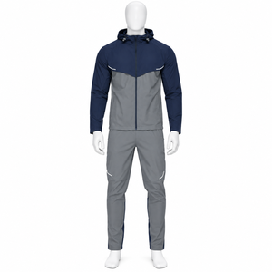 Ensemble de survêtement unisexe respirant avec logo en strass, manches oversize, fermeture éclair intégrale, style streetwear décontracté, en promotion - Product Image 1