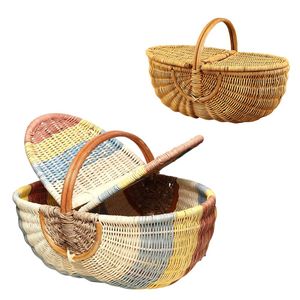 PHU HAO Customizable Vintage Natural RATTAN Handcrafted Eco-Friendly Harvest Picnic <b>Basket</b> for Kitchen Organization Picnic Farm - Product Image 1