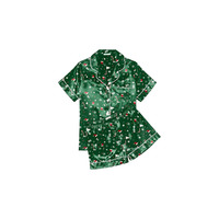 Ensemble de vêtements de nuit pour femmes en satin rose uni à manches courtes avec haut boutonné et short, 2 pièces, respirant, printemps-été