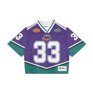 Maillot de football américain rétro pour homme grande taille, coupe courte, en maille, style boxy, avec logo personnalisé imprimé, couleurs personnalisables, OEM ODM - Product Image 3