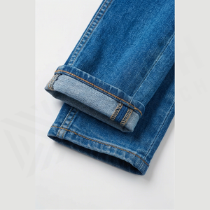 2025 elegante cintura media Slim Straight Fit Plus Size Men Denim Jeans sólido invierno otoño bolsillos diseño pantalones al por mayor - Product Image 4