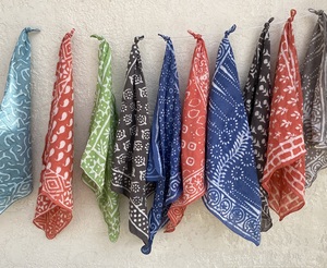 Wholesale Square Block Print Bandana Cotton Handmade <b>Head</b> Scarf Indian Floral Boho Hair <b>Wrap</b> Striped Border Neckerchief - Product Image 3