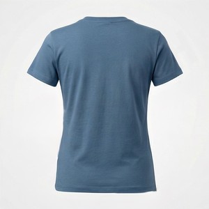 Camiseta Casual de Manga Corta con Cuello Redondo para Mujer, Color Sólido, Corte Regular, Tela de Lona, Verano, Ecológica, Corte Ajustado - Product Image 2