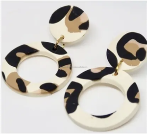 Venta caliente estilo bohemio joyería madera resina combinación pendientes mujer moda pendientes tendencia - Product Image 4