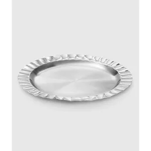Oval Metal Serving <b>Plate</b> Polished Minimalist Design Dishwasher Safe for Party Catering and Dining Presentation - Product Image 1