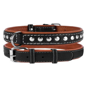 Vente en gros collier de chien en cuir clouté à pointes larges sur mesure collier de chien en cuir rembourré robuste pour animaux de compagnie toutes tailles - Product Image 3