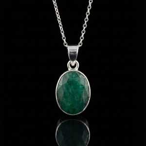 Collier pendentif émeraude taille ovale en argent sterling 925, bijoux en pierres précieuses NIKHIL GEMS, vintage, pour fiançailles, unisexe, cadeau, vente en gros - Product Image 1