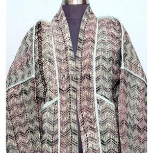 Vestes Kantha Tricotées Réversibles Vintage 100% Coton Écologiques Broderie Indienne Traditionnelle Couleurs Personnalisables Automne Haute Qualité - Product Image 3