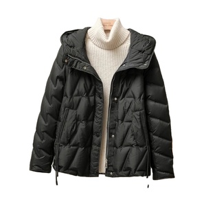 Thermoshell Women's Lightweight Bomber Jacket XL White <b>Duck</b> Short Hooded Puffer Coat Thick Warm Windproof Parka Outwear Fabric - Product Image 1