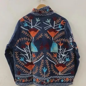Boho Chic Suzani Velvet Jacket Women Floral Embroidered Short <b>Coat</b> Handmade Autumn Winter Wear - Product Image 3