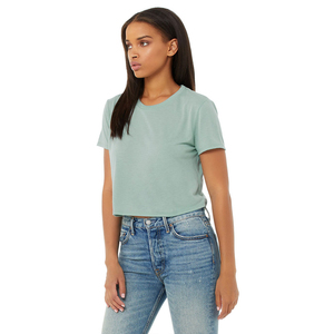 เสื้อยืดครอปผู้หญิงทรงหลวม ผ้าฝ้าย 100% ระบายอากาศดี สีพื้น สไตล์ลำลอง สตรีทแวร์ รับผลิตตามสั่ง ขายส่ง คุณภาพดีที่สุด - Product Image 2