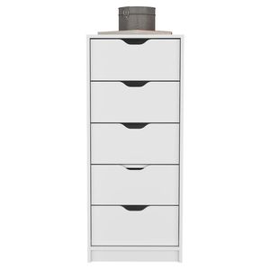 Commode de rangement fine de 42 po de hauteur, blanche, avec 5 tiroirs - Product Image 4