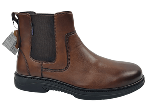 Botas Chelsea de Piel Marrón para Hombre, Altura al Tobillo, Punta Redonda, Laterales Elásticos, Suela de Goma Impermeable, para Todas las Temporadas - Product Image 1