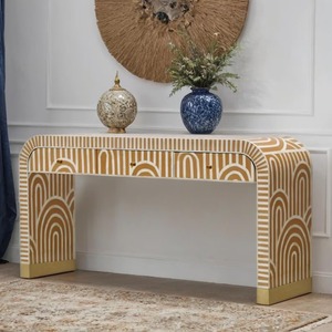 Table console artisanale éco-responsable en os incrusté, durable, dernière collection de meubles de salon indiens, moderne et unique - Product Image 1