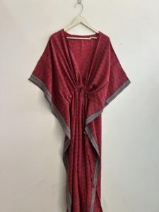 Crepe Silk Recycle Sari <b>Kaftan</b> Dress Soft Comfy Luxury Gown Vintage <b>Maxi</b> Dress - Product Image 4