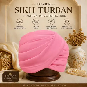 Turbante Pagri Sikh Dastar Listo para Usar para Bodas, Paquete al por Mayor, Envoltura Tradicional India para la Cabeza del Novio, Ropa Étnica para Fiestas y Ocasiones Festivas - Product Image 1