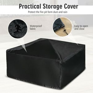 32-Inch 3-in-1 Square Fire Pit <b>Table</b> with <b>BBQ</b> Grill and Rain Cover for Outdoor Camping - Product Image 4