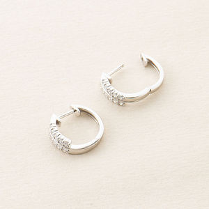 Aros de Plata de Ley 925 al por Mayor, Aros de Oro de 14K con Doble Hilera de Diamantes, Aros de Moda para Boda, Aros con Diamantes Cultivados en Laboratorio para Mujer - Product Image 2