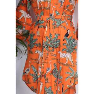 Vestido Túnica de Algodón Cómodo para Mujer, Cuello en V, Manga Larga, Ajustado, Estampado Floral, Estilo Hip Hop, Informal, para Fiesta, Lavable - Product Image 6