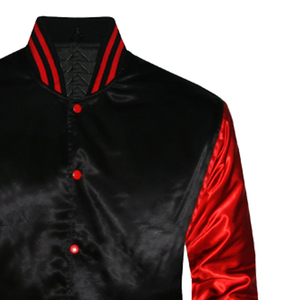 Blouson de baseball satiné pour homme, style universitaire, avec bordure rayée et broderie décorative, en toile, pour l'hiver - Product Image 5