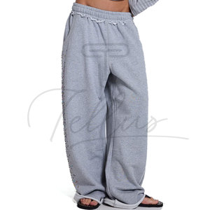 Custom Screen Printed Logo Heavyweight Solid Color Baggy 2026 New Arrival Women's Sweatpants Fleece Sweatpants Women - Product Image 2
