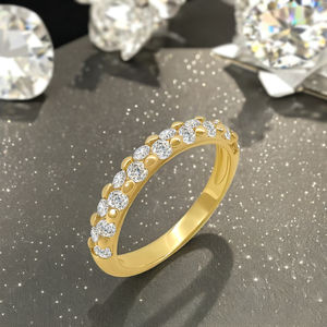 Anillo de Diamantes de Estilo Simple Chapado en Rodio y Oro de 14K, Joyería Fina de Moda para Bodas, Compromisos, Regalos y Fiestas - Product Image 2