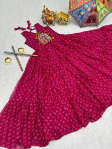 Pink Embroidered Floor-Length Ethnic <b>Dress</b> For Women Traditional Indian Pakistani Wear Loose Fit All Seasons Cotton Ankle Length - Product Image 5
