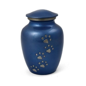 Urna para Cenizas de Mascotas de Latón Macizo con Esmalte Blanco Perla y Huellas Grabadas, Contenedor para Cenizas de Perros y Gatos - Product Image 6