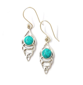 Trendy Turquoise Sterling <b>Silver</b> <b>Drop</b> <b>Earrings</b> Fine Jewelry for Party & Gift By JAIPUR <b>SILVER</b> - Product Image 2