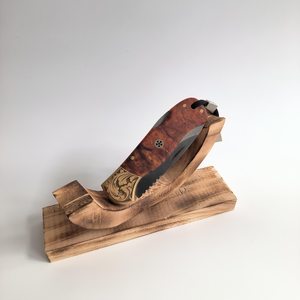 Navaja Plegable Multiusos con Hoja de Acero de 20.8cm, Punta de Gota, Perilla de Pulgar, Mango de Madera, Diseño Artístico, 0.5mm, 6.7in de Longitud Total, Afilada - Product Image 3