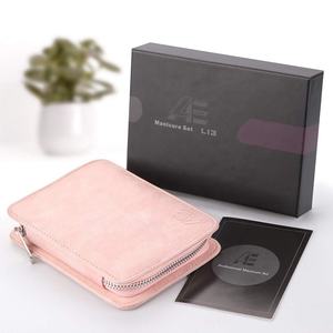 <b>PINK</b> Manicure Set 8 in 1 Professional LA ELAHI Nail Clipper Stainless Steel Pedicure <b>Tools</b> Portable Leather KIT - Product Image 1