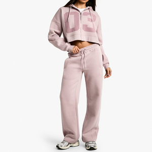 Custom Women's Winter Solid Hooded Cargo Tracksuit <b>Set</b> High Neck Crop Top and <b>Joggers</b> 2 Piece <b>Matching</b> Pockets Casual Outfit - Product Image 4