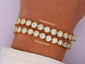 Pulsera de tenis chapada en oro de 10K para mujer con diamantes de talla brillante redonda y engaste de bisel, joyería clásica para bodas - Product Image 4