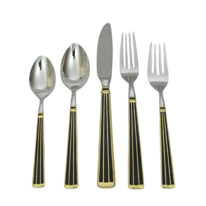Elegant Stainless Steel Flatware Set With <b>Black</b> And Gold Handle Mirror <b>Polish</b> Dishwasher Safe For Wedding And Home Use - Product Image 1
